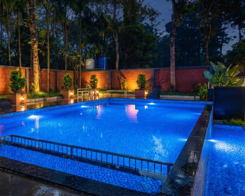 Infinity private swimming pool overlooking the forest at Nellar Dream Resort Wayanad